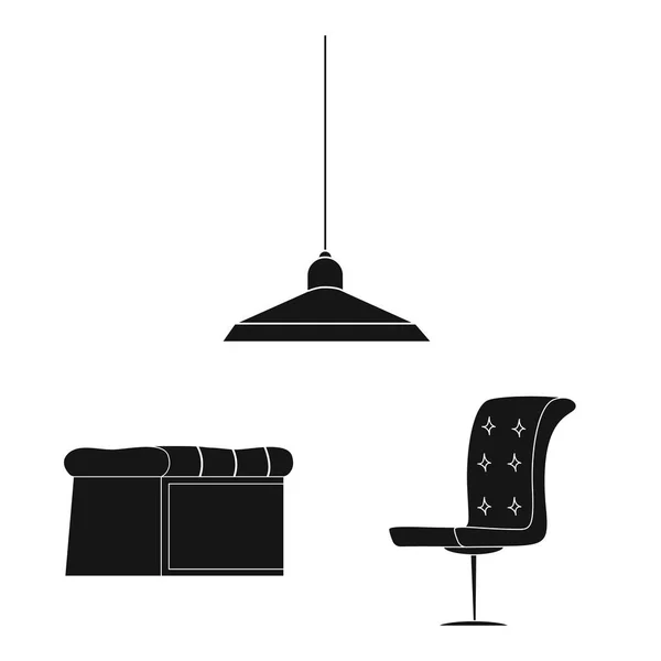 Isolierte Möbelstück und Wohnung Ikone. Sammlung von Möbeln und Home Stock Symbol für das Web. — Stockvektor