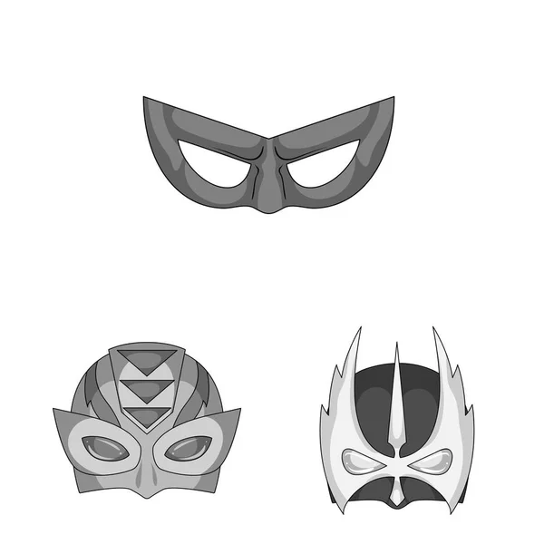 Ilustración vectorial del logotipo del héroe y la máscara. Conjunto de héroe y superhéroe icono de vector para la acción . — Archivo Imágenes Vectoriales
