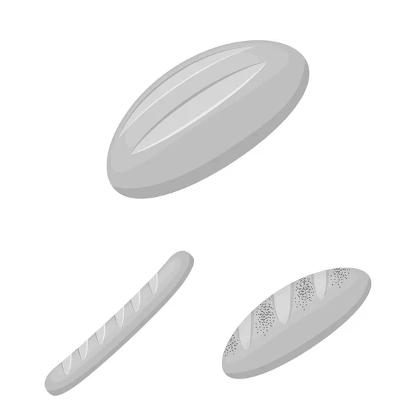 Tipos de iconos monocromáticos de pan en la colección de conjuntos para el diseño. Panadería productos vector símbolo stock web ilustración . — Vector de stock