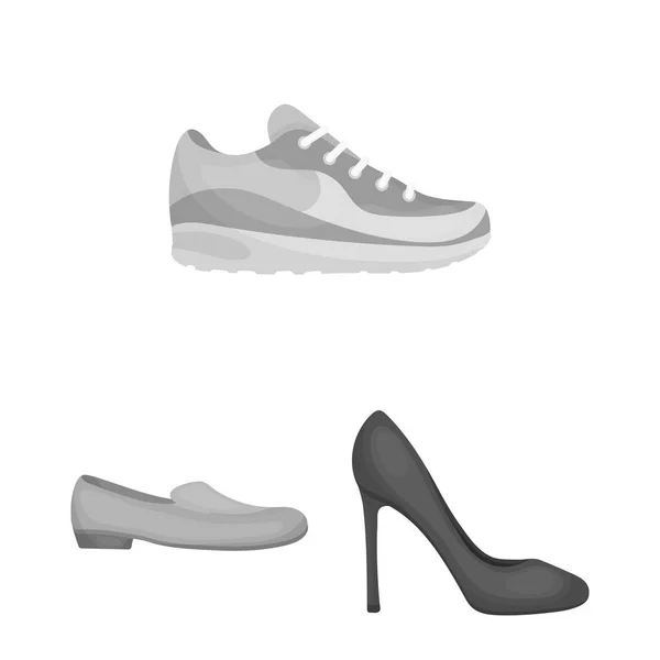 Una varietà di scarpe icone monocromatiche nella collezione set per il design. Stivale, scarpe da ginnastica vettoriale simbolo stock web illustrazione . — Vettoriale Stock