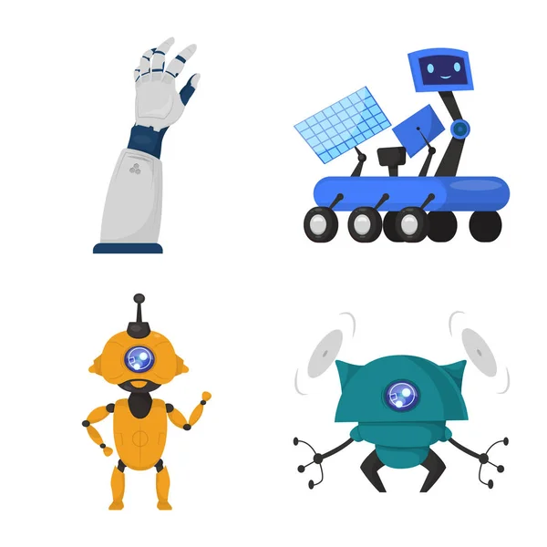 Vektor-Design von Roboter und Fabrikschild. Sammlung von Roboter- und Space-Stock-Symbol für das Web. — Stockvektor