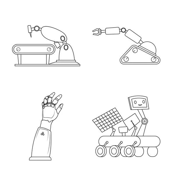 Vektorillustration av roboten och fabriken logotyp. Samling av roboten och utrymme vektor ikonen för lager. — Stock vektor