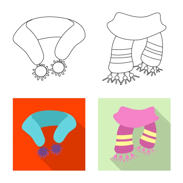 Oggetto isolato di sciarpa e scialle simbolo. Set di sciarpa e accessori stock vettoriale illustrazione . — Vettoriale Stock