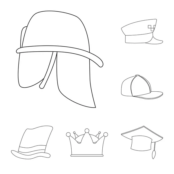 Diseño vectorial de la cabeza y la señal de la tapa. Colección de sombreros y accesorios stock vector ilustración . — Vector de stock