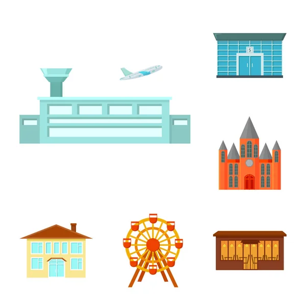 Iconos de dibujos animados de construcción y arquitectura en la colección de conjuntos para el diseño. Construcción e Institución vector símbolo stock web ilustración . — Vector de stock