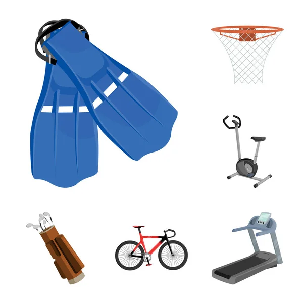 Diversi tipi di icone dei cartoni animati sportivi nella collezione di set per il design. Sport attrezzature vettore simbolo stock web illustrazione . — Vettoriale Stock