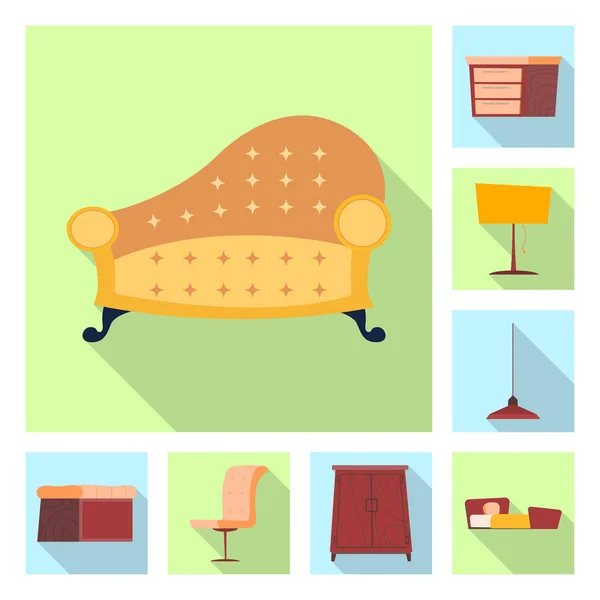 Isolated object of furniture and apartment symbol. Set of furniture and home stock symbol for web. — Stock Vector