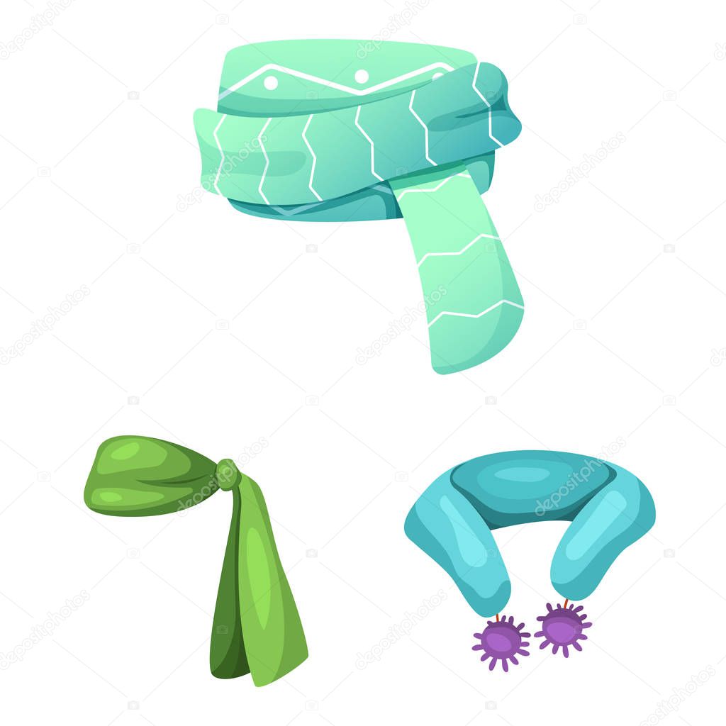 Isolated object of scarf and shawl sign. Set of scarf and accessory stock symbol for web.