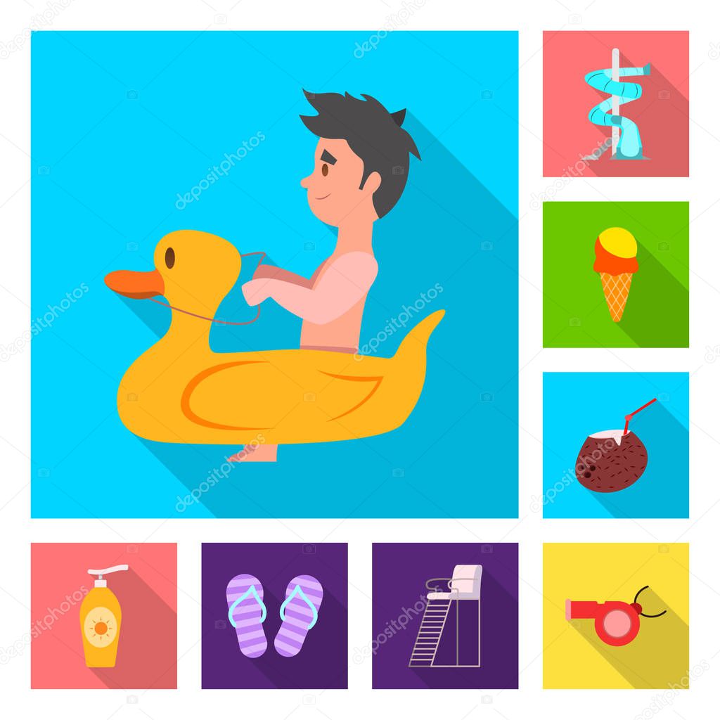 Vector illustration of pool and swimming logo. Set of pool and activity vector icon for stock.