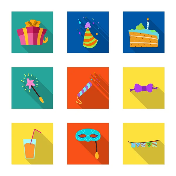 Ilustração vetorial de festa e ícone de aniversário. Coleção de festa e símbolo de estoque de celebração de web . — Vetor de Stock