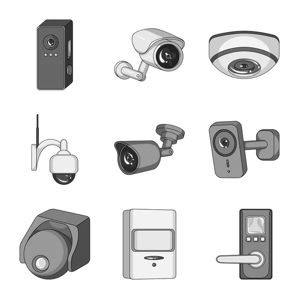 Cctv とカメラ アイコンのベクター イラストです。Web の cctv とシステムの株式シンボルのコレクション. — ストックベクタ