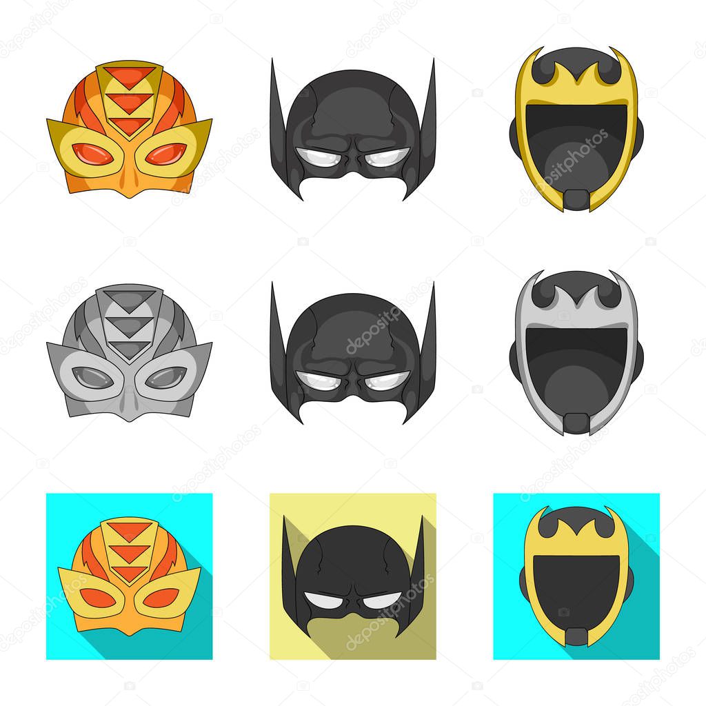 Vector design of hero and mask icon. Collection of hero and superhero vector icon for stock.