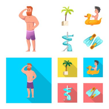 Havuzu ve yüzme logo vektör Illustration. Hisse senedi için havuz ve etkinlik vektör simge kümesi.