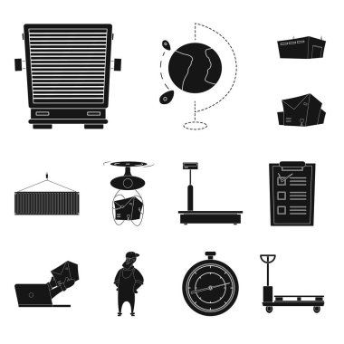 Mal ve kargo işareti vektör Illustration. Ürünler ve ambar hisse senedi simgesi için web topluluğu.