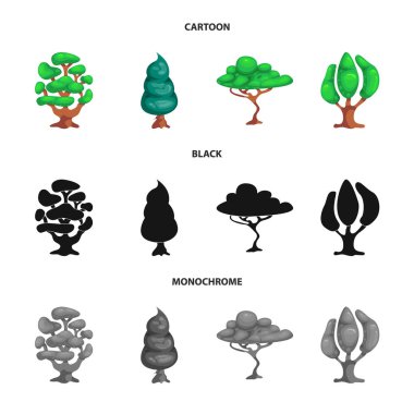 Ağaç ve doğa simge vektör Illustration. Hisse senedi için ağaç ve taç vektör simge topluluğu.