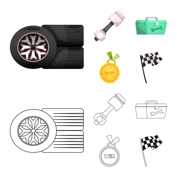 Vector design van de auto en rally pictogram. Collectie van auto en race vector pictogram voor voorraad. — Stockvector
