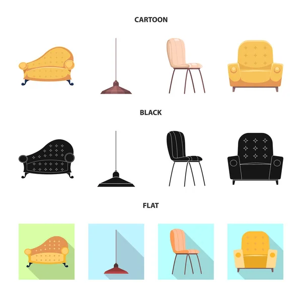 Vektorillustration von Möbeln und Wohnungslogo. Set von Möbeln und Home Vektor Icon für Lager. — Stockvektor