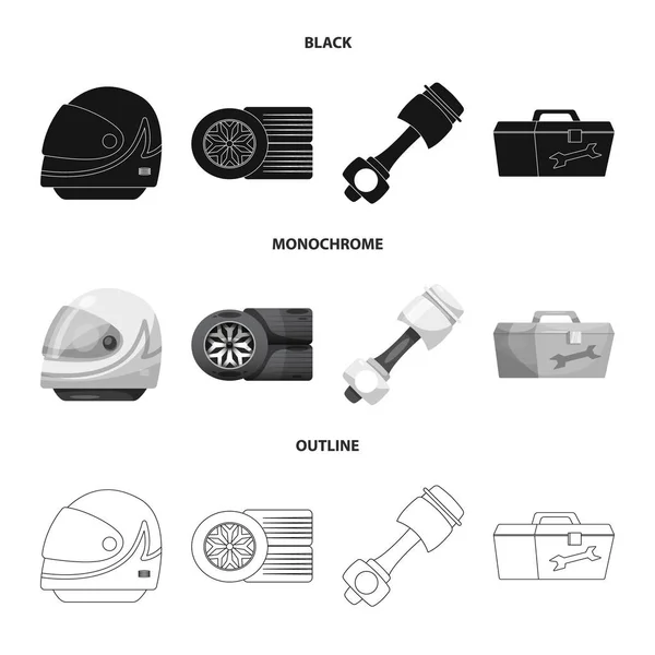 Ilustración vectorial del logotipo del coche y rally. Conjunto de coche y la raza icono de vector para la acción . — Vector de stock