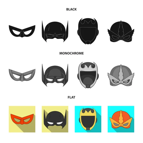 Ilustración vectorial de héroe y máscara símbolo. Colección de héroe y superhéroe stock vector ilustración . — Archivo Imágenes Vectoriales