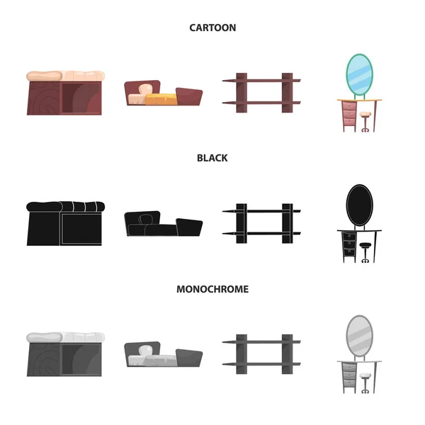 Ilustração vetorial de mobiliário e símbolo de apartamento. Coleção de móveis e símbolo de estoque de casa para web . — Vetor de Stock
