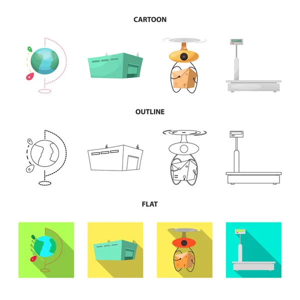 Izolovaný objekt zboží a nákladní ikonu. Kolekce zboží a skladu burzovní symbol pro web. — Stockový vektor