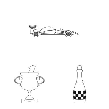 Araba ve ralli işareti yalıtılmış nesne. Araba ve yarış hisse senedi vektör çizim topluluğu.