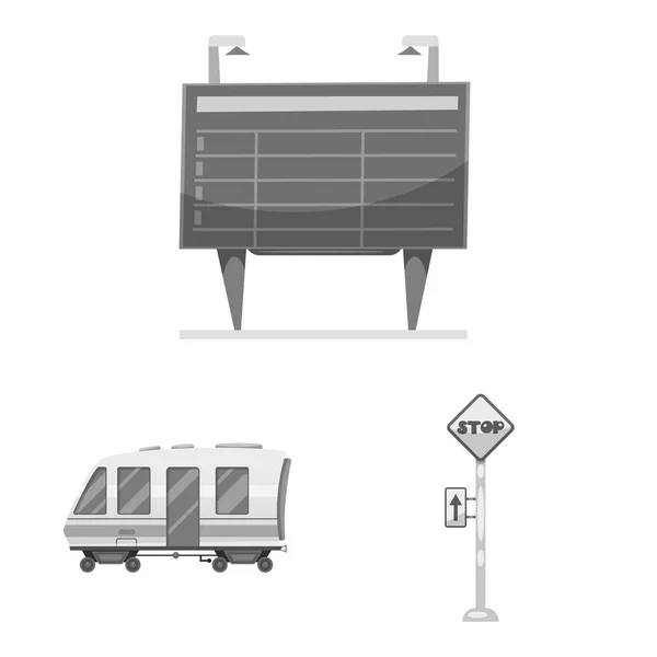 Ilustración vectorial del signo de tren y estación. Colección de tren y billete símbolo de stock para la web . — Vector de stock