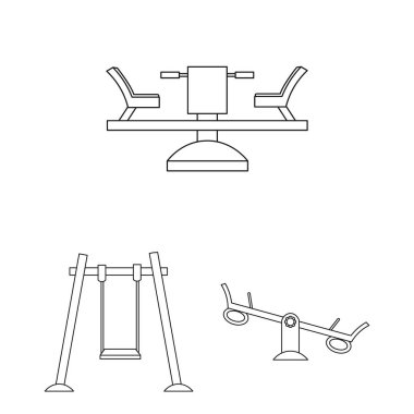 Bahçesi, eğlence anahat simgeleri set koleksiyonu tasarım için. Sembol stok web illüstrasyon vektör cazibe ve ekipman.