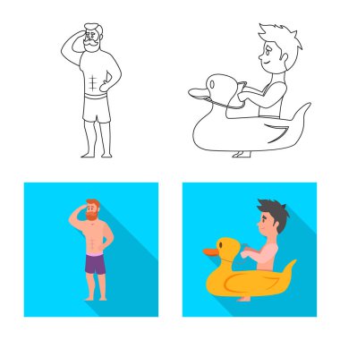 Yalıtılmış nesne havuzu ve yüzme sembolü. Havuzu ve etkinlik hisse senedi vektör çizim seti.