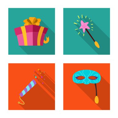 Parti ve Doğum günü logosu yalıtılmış nesne. Parti ve kutlama hisse senedi vektör çizim seti.