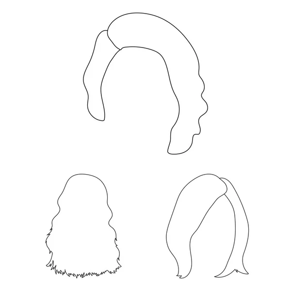 Icônes de contour de coiffure féminine dans la collection ensemble pour le design. Élégante coupe de cheveux vectoriel symbole stock illustration web . — Image vectorielle
