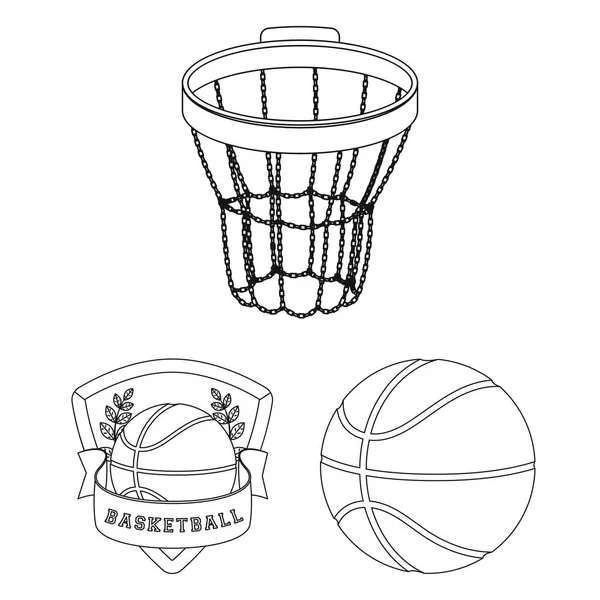 Баскетбол и атрибуты наметить иконки в коллекции наборов для design.Basketball игрок и оборудование векторные символы фондового веб-иллюстрации . — стоковый вектор