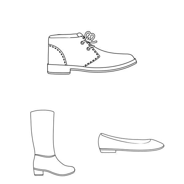 Різноманітність взуття окреслює піктограми в наборі колекції для дизайну. Завантаження, кросівки Векторний символ стоковий веб-ілюстрація . — стоковий вектор