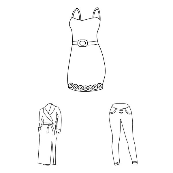 Жінки одягу окреслюють піктограми в наборі колекції для дизайну. Одяг Різновиди та аксесуари Векторний символ стоковий веб-ілюстрація . — стоковий вектор