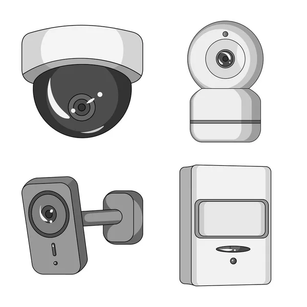 Ilustración vectorial de cctv y logotipo de la cámara. Conjunto de cctv y sistema de ilustración de vector de stock . — Vector de stock