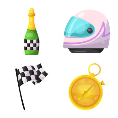 Bir araba ve ralli işaret illüstrasyon vektör. Araba ve yarış vektör simgesini hissenin topluluğu.