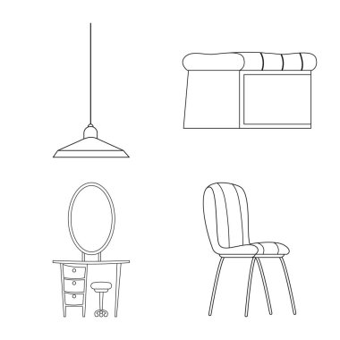 Vektör çizim mobilya ve daire sembolü. Mobilya ve ev vektör simgesini hissenin koleksiyonu.