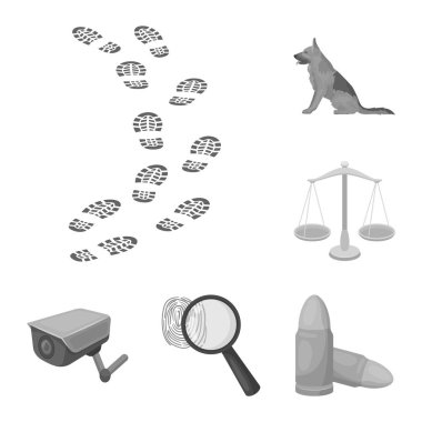 Hapishane ve set koleksiyonu tasarım için criminalmonochrome simgeler. Hapishane ve öznitelikleri sembol stok web illüstrasyon vektör.