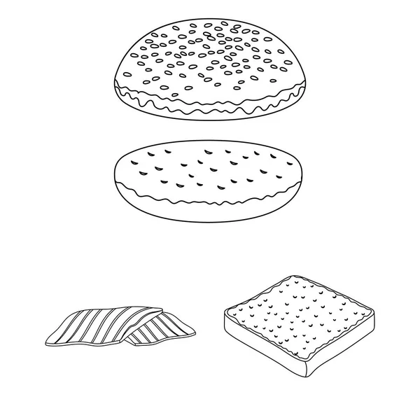 Hamburguesa e ingredientes esbozan iconos en la colección de conjuntos para el diseño. Burger cocina vector símbolo stock web ilustración . — Vector de stock