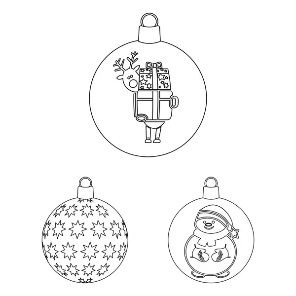 Kugeln zur Dekoration umreißen Symbole im Set Sammlung für design.christmas balls Vektor Symbol Stock Web Illustration. — Stockvektor