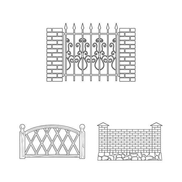Ícones de contorno de vedação diferentes na coleção de conjuntos para design.Decorative esgrima vetor símbolo web ilustração . — Vetor de Stock