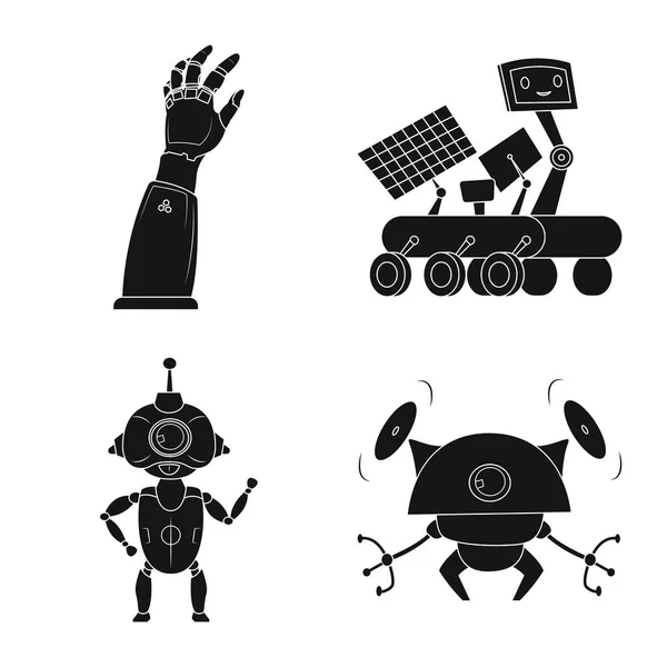 Vektorillustration av roboten och fabriken symbol. Samling av roboten och utrymme lager vektorillustration. — Stock vektor