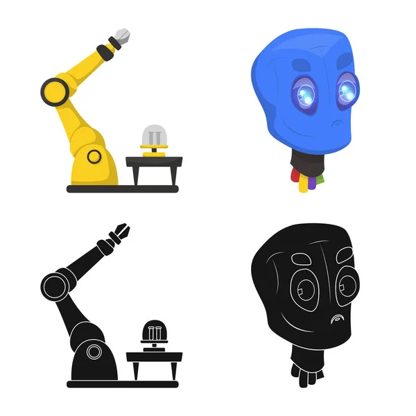 Vektor-Design von Roboter und Fabriksymbol. Sammlung von Roboter- und Weltraumvektorsymbolen für Aktien. — Stockvektor