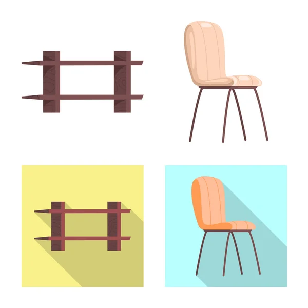 Oggetto isolato di mobili e logo dell'appartamento. Set di mobili e home stock simbolo per il web . — Vettoriale Stock