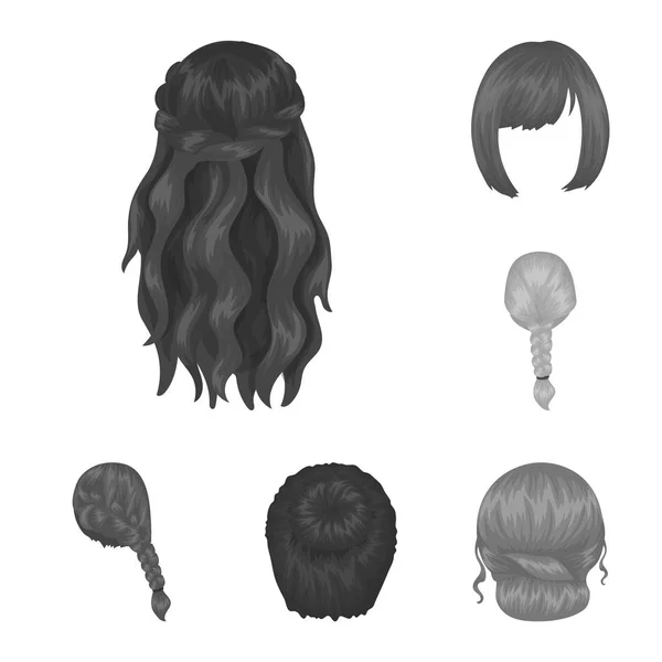 Жіноча зачіска монохромні значки в наборі для дизайну. Стильна зачіска Векторний символ стокова веб-ілюстрація . — стоковий вектор