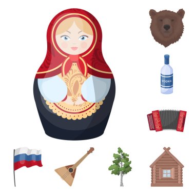 Ülke Rusya, seyahat karikatür simgeleri set koleksiyonu tasarım için. Sembol stok web illüstrasyon vektör konumlar ve özellikleri.