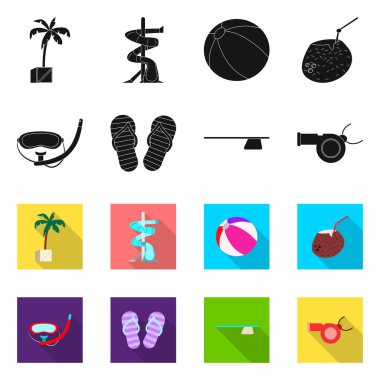 Havuzu ve yüzme işaret illüstrasyon vektör. Havuzu ve etkinlik hisse senedi vektör çizim seti.