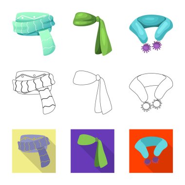 Vektör tasarımı eşarp ve şal sembolü. Eşarp ve hisse senedi için aksesuar vektör ikon koleksiyonu.