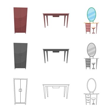 Mobilya ve daire simge vektör Illustration. Koleksiyon Mobilya ve ev hisse senedi vektör çizim.