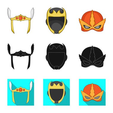 Kahraman ve maske logo vektör Illustration. Kahraman kümesi ve hisse senedi için süper kahraman vektör simgesi.